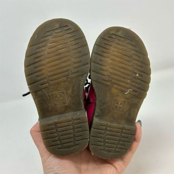 Dr. Martens Brooklee Kids Toddler Lace Up Boots Hot Pink Patent Leather Size 7 - Picture 10 of 12